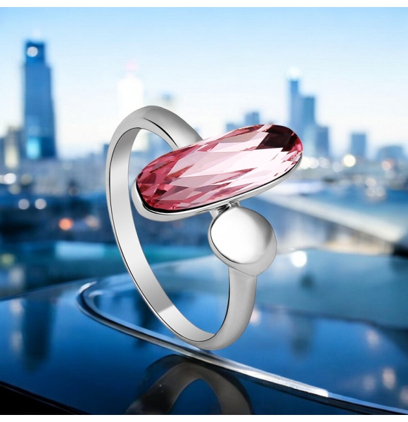 Anillo con cristal de Semilla Swarovski Rosa