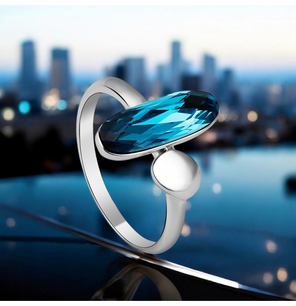 Anillo de Semilla Cristal Swarovski Azul