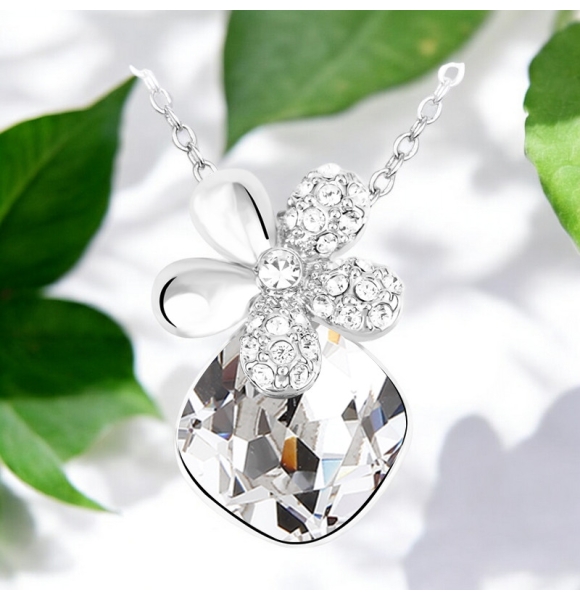 Elegante Collar de Cristal Swarovski Blanco