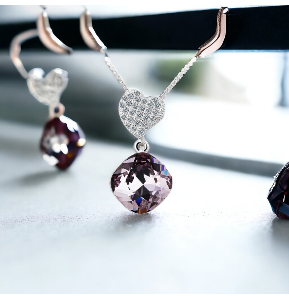 Collar de Plata 925 Con Color de Cuarzo Ahumado Swarovski