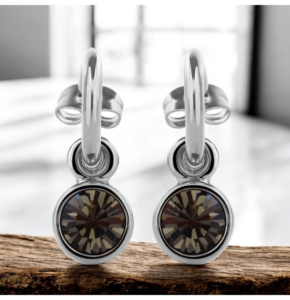 Aretes Redondos de Cristal Swarovski Negro