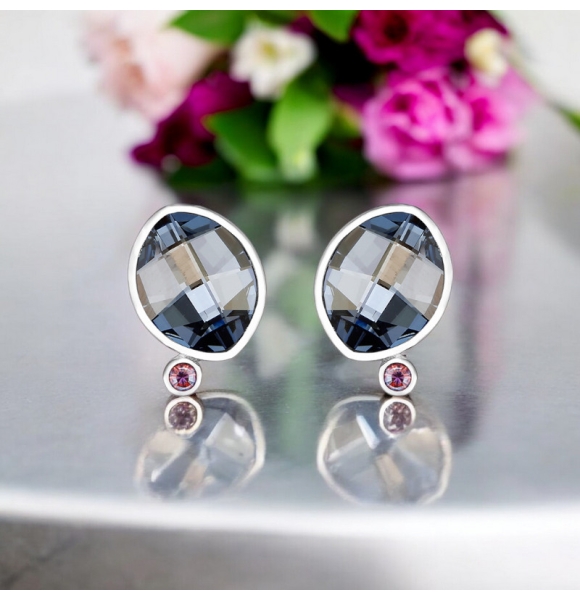 Aretes Color Azul de Cristal Swarovski