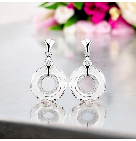 Hermosos Aretes en Plata de Ley con Cristal Swarovski