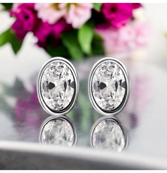 Hermosos Aretes de Cristal Swarovski Color Blanco