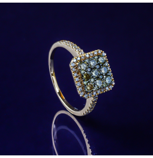 0.88 Ctw Anillo de Oro Amarillo de 14K con Diamante Chocolate