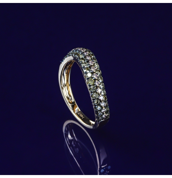 0.76 Ctw Anillo de Oro Amarillo de 14K con Diamante Chocolate