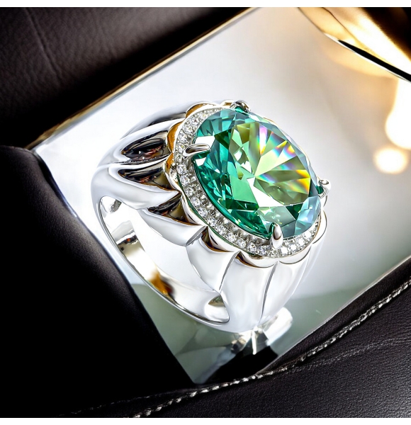 Grande Anillo de Alejandrita Para Hombre Plata Cambia de Color