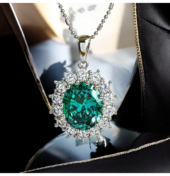 Dije de Alejandrita Con Plata 925 Estilo Princesa Diana