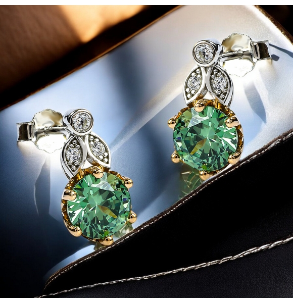 Juego de Alejandrita Con Plata Arete y Dije Set