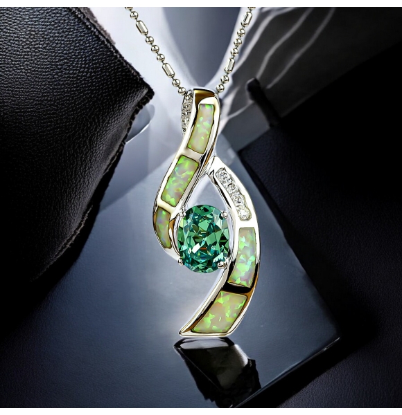 Dije con Alejandrita y Ópalo Australiano en Plata Fina .925
