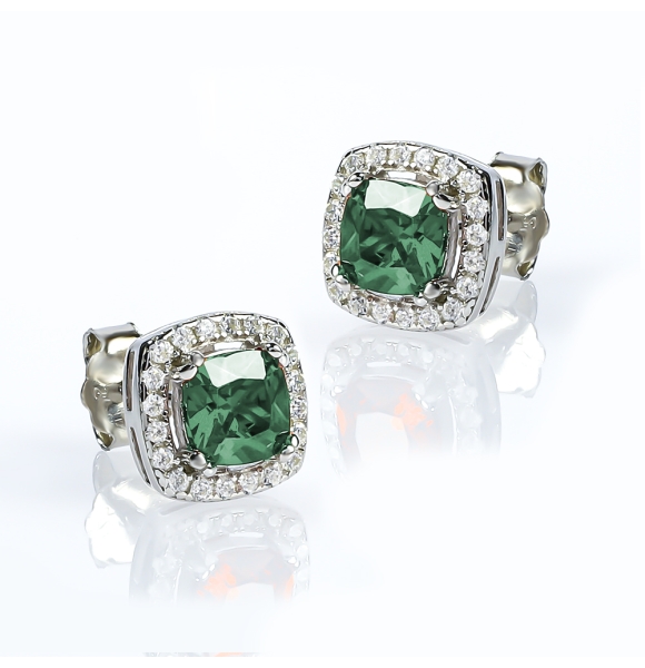 Aretes de Alejandrita Corte Princesa en Plata de Ley