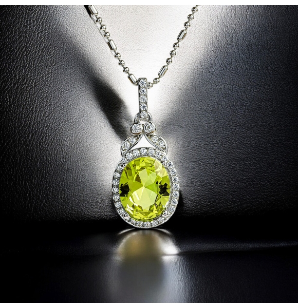 Juego de Dije y Aretes de Plata .925 con Alejandrita Amarilla