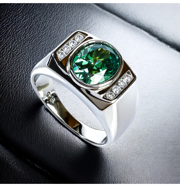 Enorme Anillo De Alejandrita De Corte Ovalado Para Hombre Plata