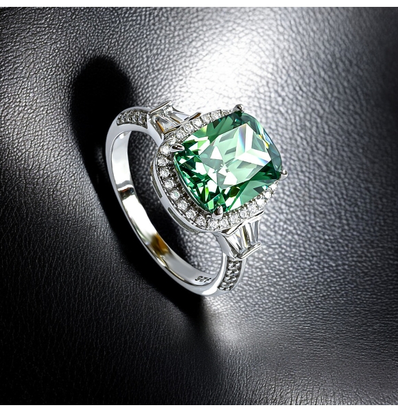 Anillo de Plata Sterlina Con Alejandrita Azul Verde