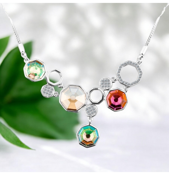 Hermoso Collar de Colores con Cristal Swarovski