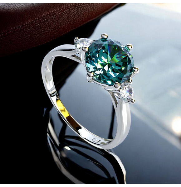 Anillo con 3 Piedras de Alejandrita en Plata .925