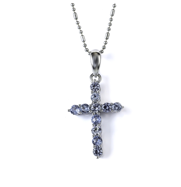 Dije de Cruz con Aquamarine Plata .925 27 mm x 15 mm