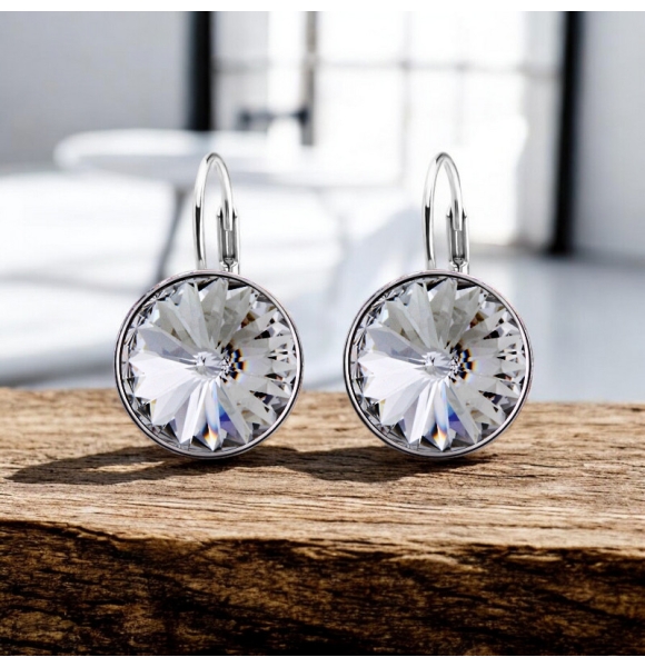Aretes Circulares de Swarovski Blanco
