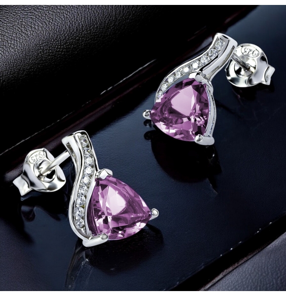 Aretes con Alejandrita en Plata de Ley .925 Azul a Morado