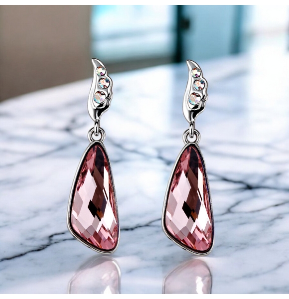 Aretes de Cristal Swarovski color Rosa