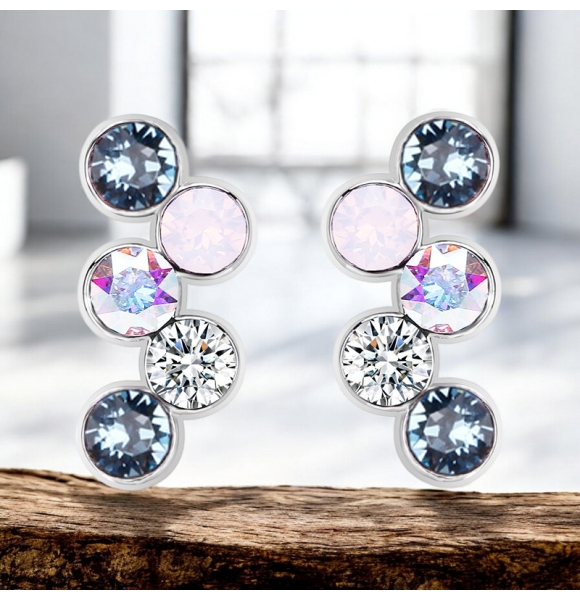 Aretes de Cristal Swarovski Color Negro en Forma de Círculos