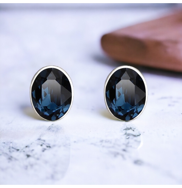 Aretes de Swarovski Azul en Plata de Ley