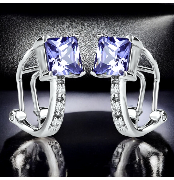 Aretes de Tanzanita Con Plata