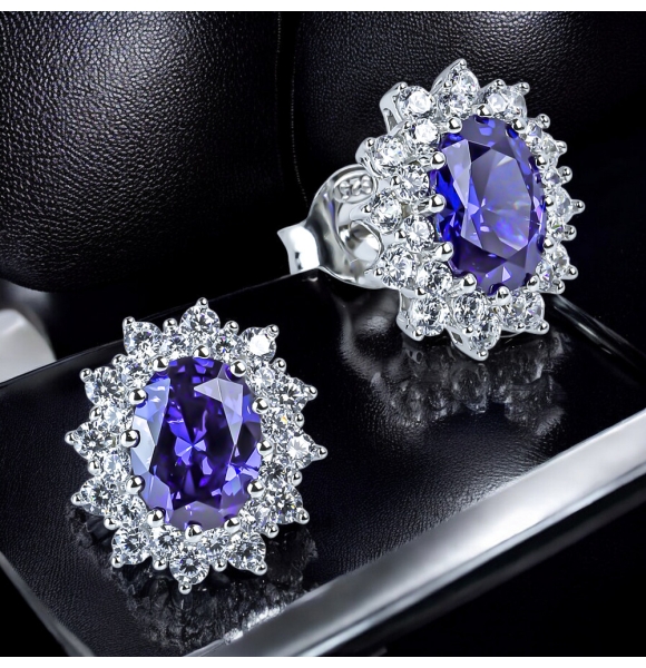 Hermosos Aretes de Tanzanita en Plata Fina .925