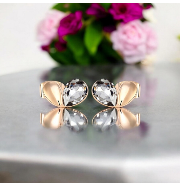 Aretes de Swarovski Negro en Forma de Corazón