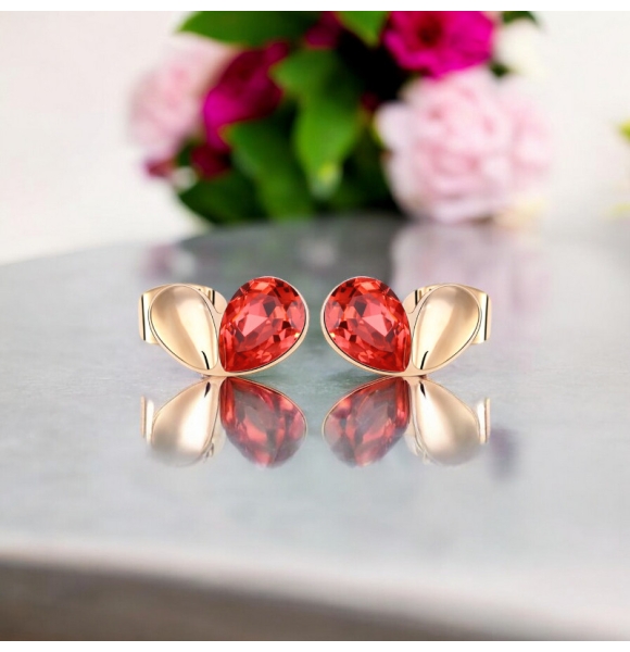 Aretes de Swarovski Rojo en Forma de Corazón