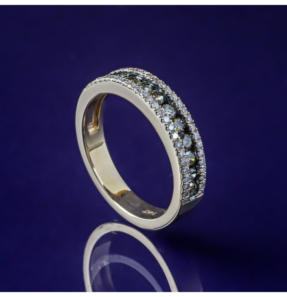 0.76 Ctw Anillo de Oro Amarillo de 14K con Diamante Chocolate