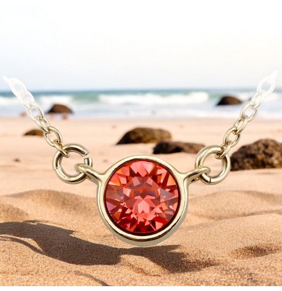 Collar Swarovski Cristal Rojo con Baño de Oro