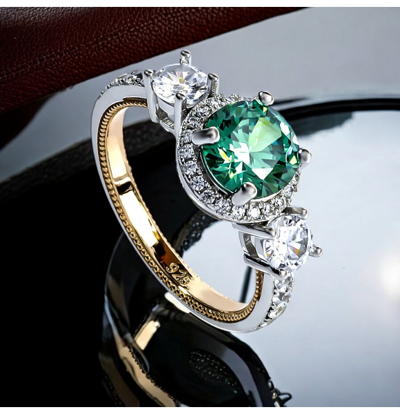 6 mm Anillo de Alejandrita Cambia de Color Con Baño de Oro