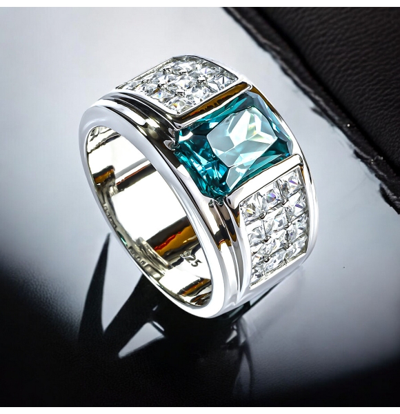 Anillo de Alejandrita Para Hombre Plata Cambia de Color