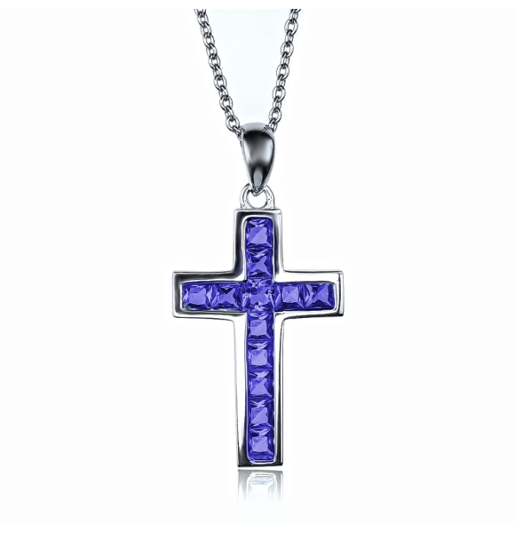 Cruz de Plata Con Zafiro