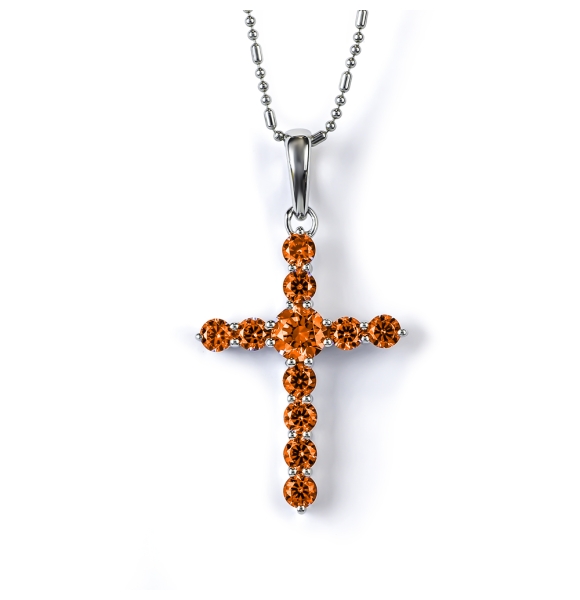 Fire Cherry Opal Silver Cross Pendant