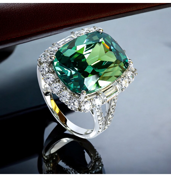 Anillo de Alejandrita Corte Trillion Blue to Green 11 mm x 16 mm