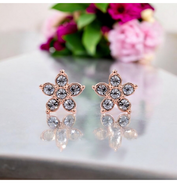 Aretes de Cristal Swarovski Color Blanco en Forma de Estrella