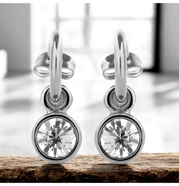 Aretes Redondos de Cristal Swarovski Blanco