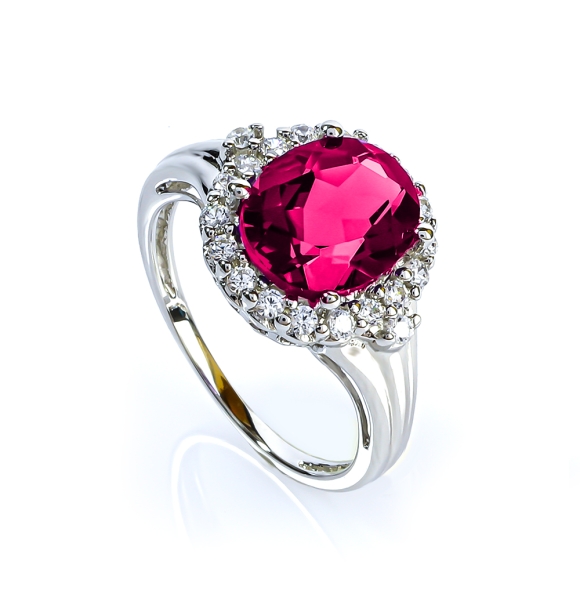 10 mm x 8 mm Anillo de Plata Con Rubi