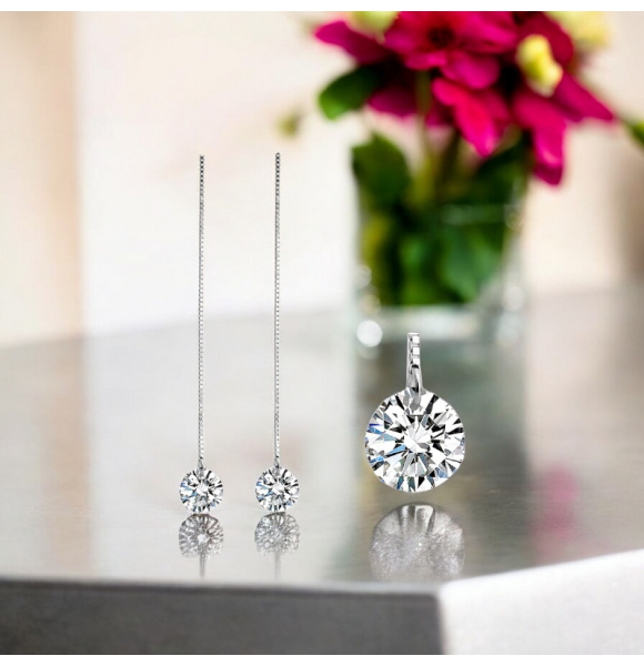 Aretes De Swarovski Con Plata 925 Color Blanco