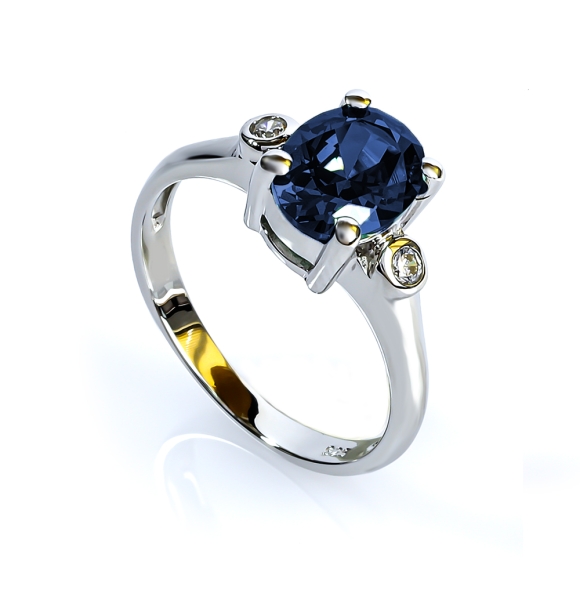 Zafiro y Zirconias en Anillo de Plata