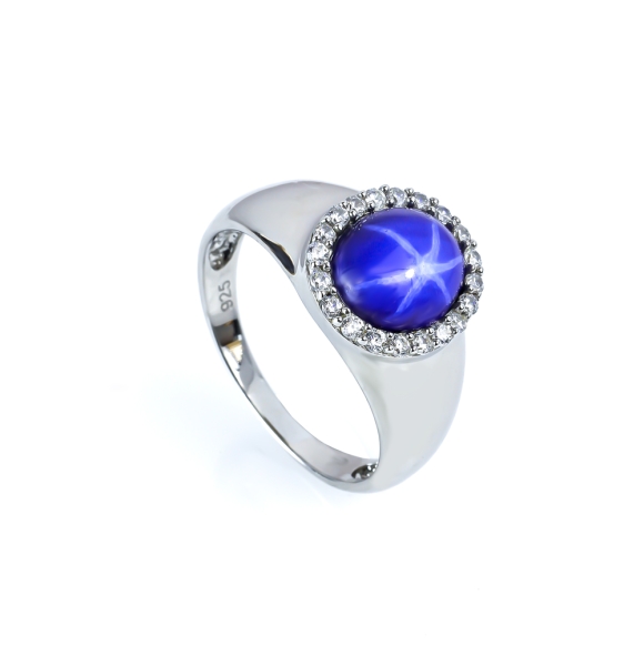 Zafiro Estrella Anillo de Plata Unisex
