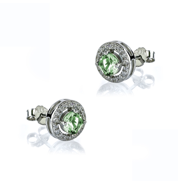 Round Cut Halo Solitaire Zultanite .925 Silver Earrings