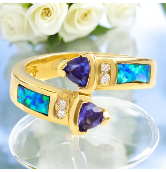 Anillo de Oro Solido de 14 kilates con Tanzanita