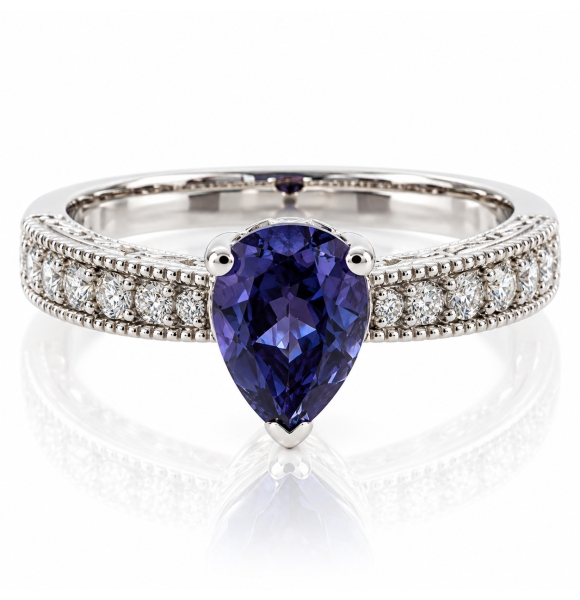 Anillo Alejandrita Con Piedra Talla Pera