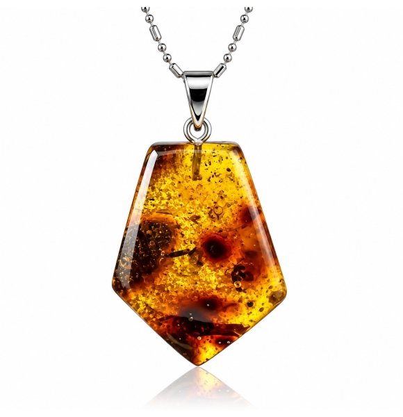 Amber Silver Pendant Genuine Amber
