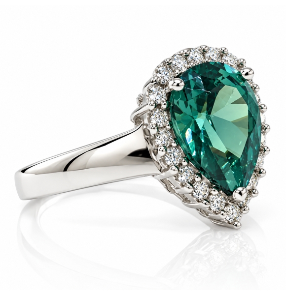 Anillo de Alejandrita y Zirconias en Plata .925