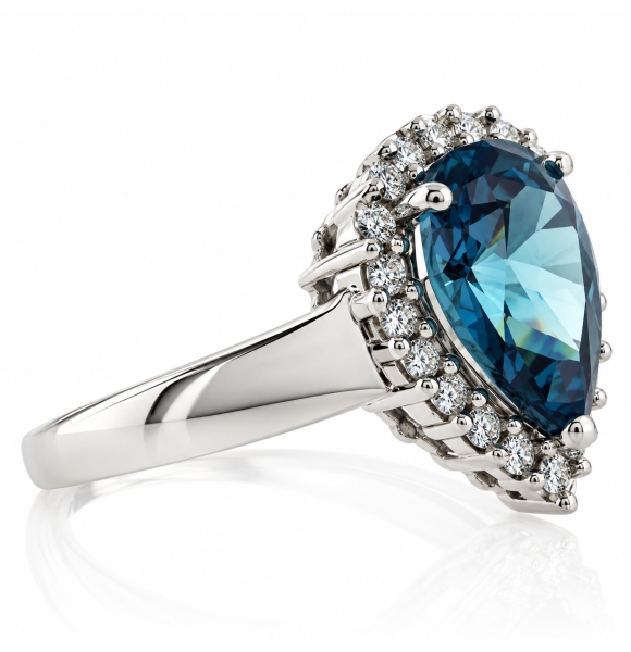 Anillo de Alejandrita y Zirconias en Plata .925