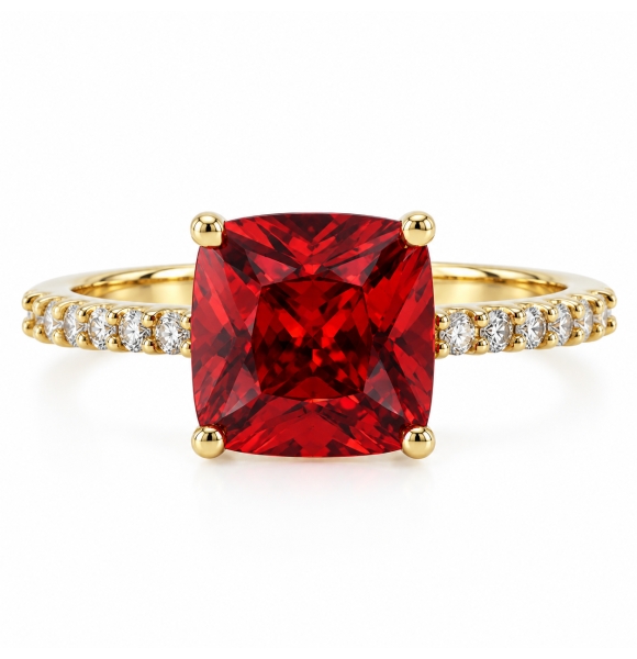Anillo Elegante de Opalo Rojo en Plata con Baño de Oro